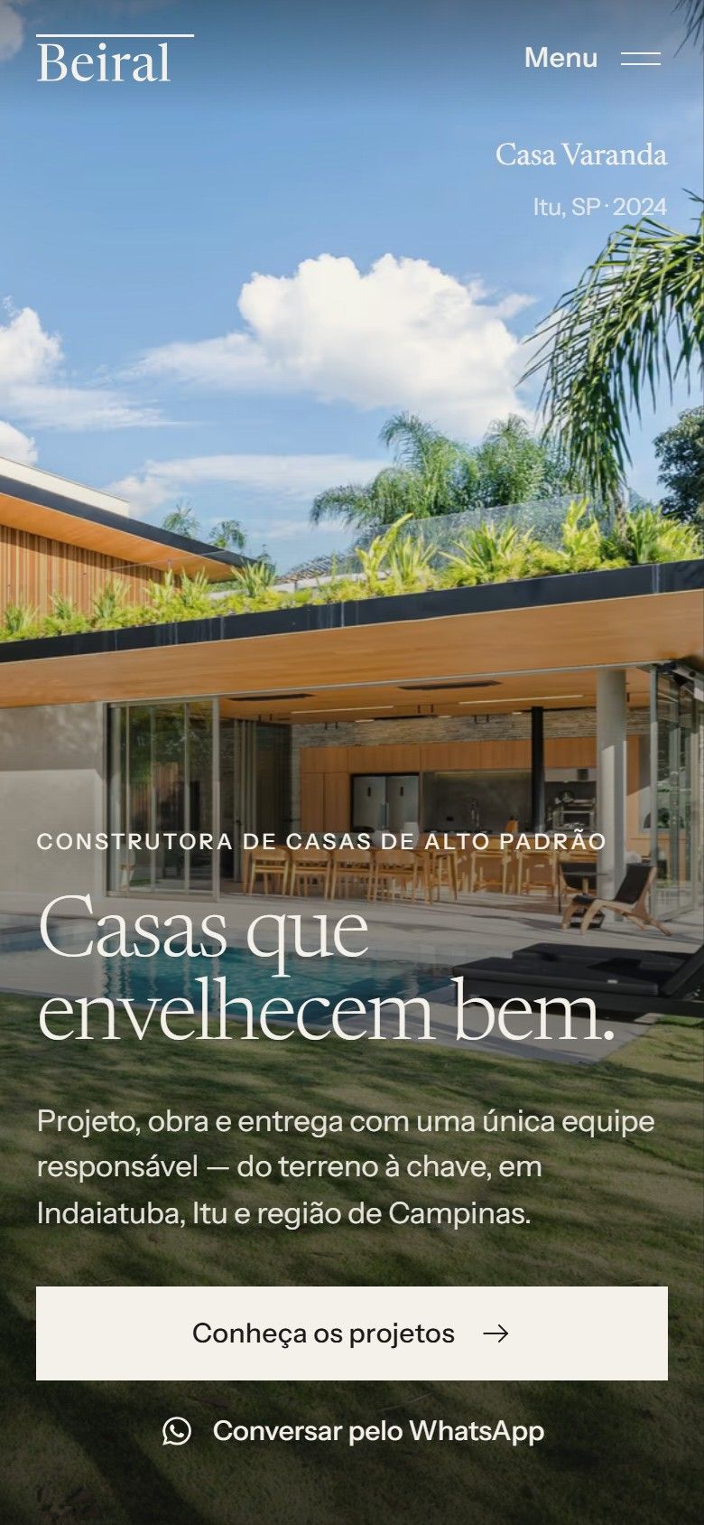 O mesmo site aberto no celular