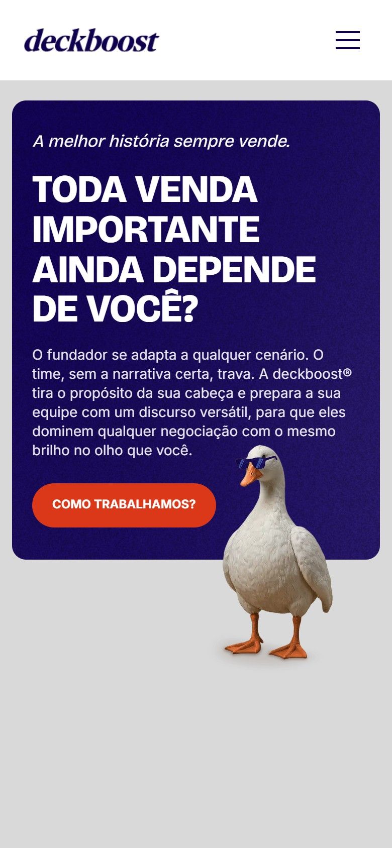 O mesmo site aberto no celular