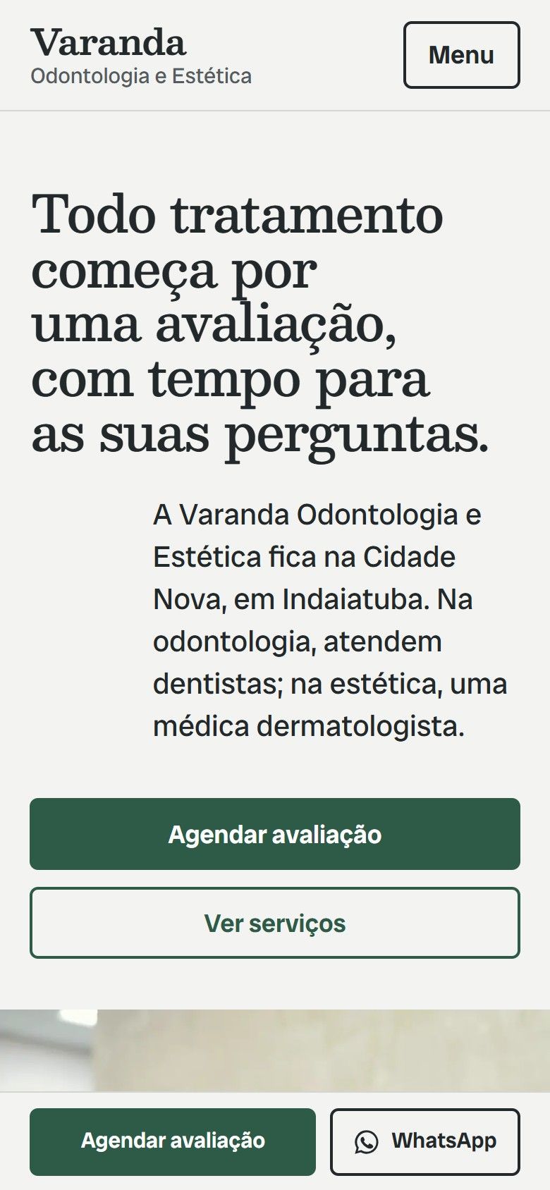 O mesmo site aberto no celular